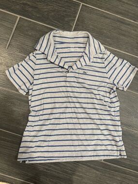 Vineyard Vines Blue and Gray Striped Polo